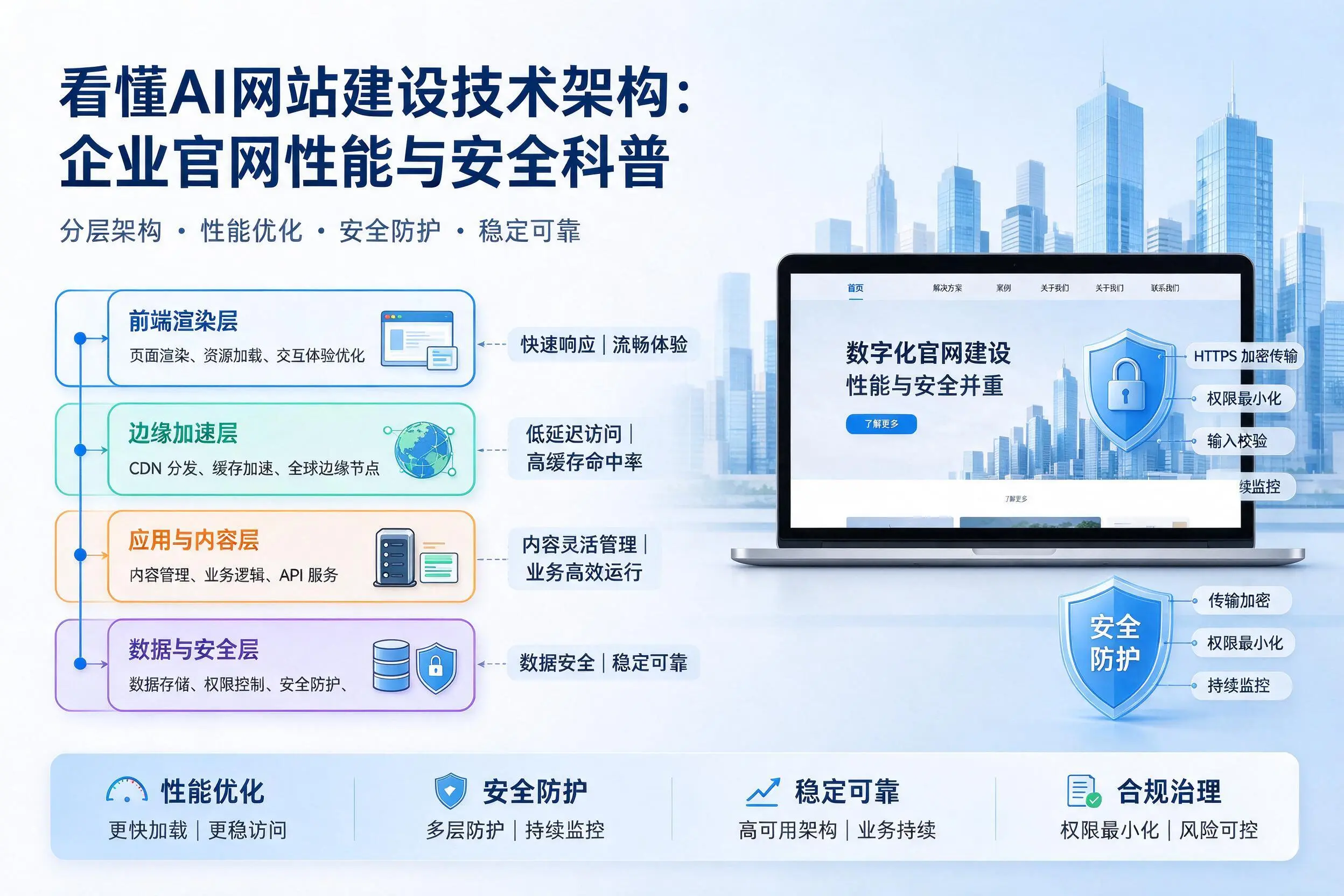 看懂AI网站建设技术架构：茂名企业官网性能与安全科普