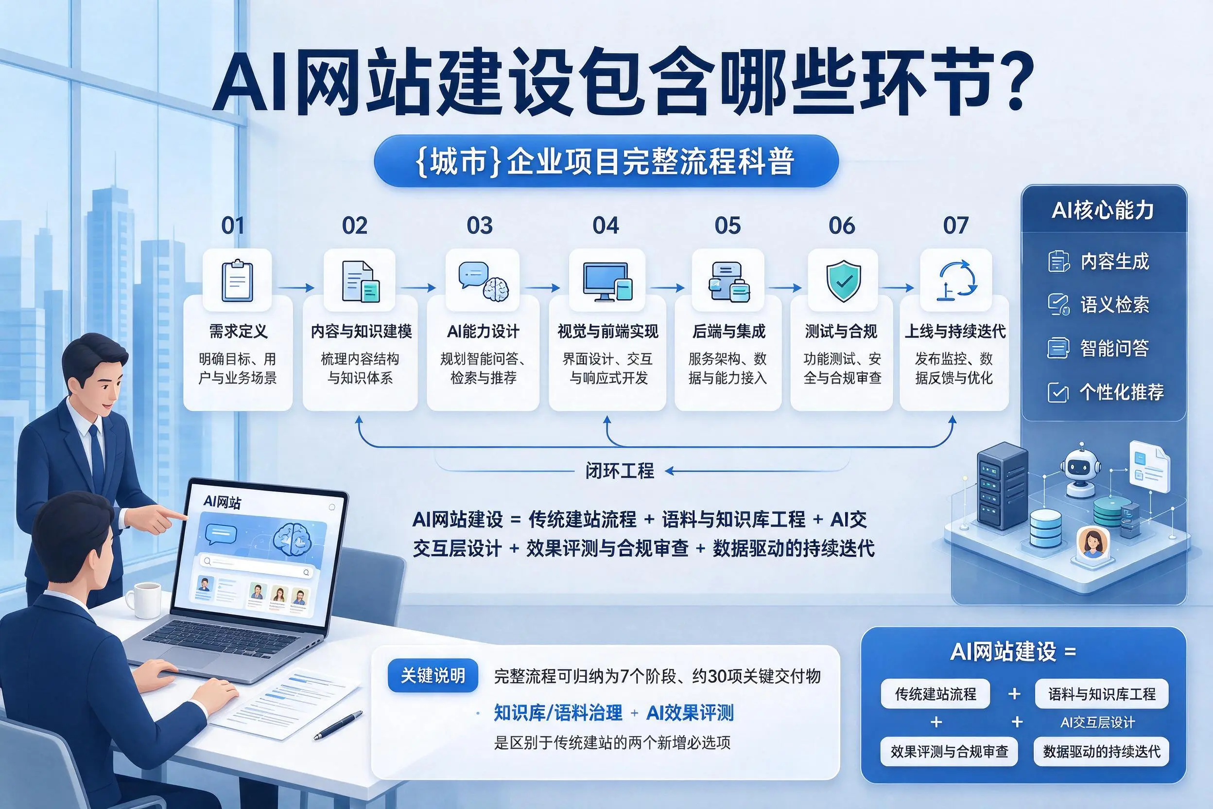 AI网站建设包含哪些环节？茂名企业项目完整流程科普