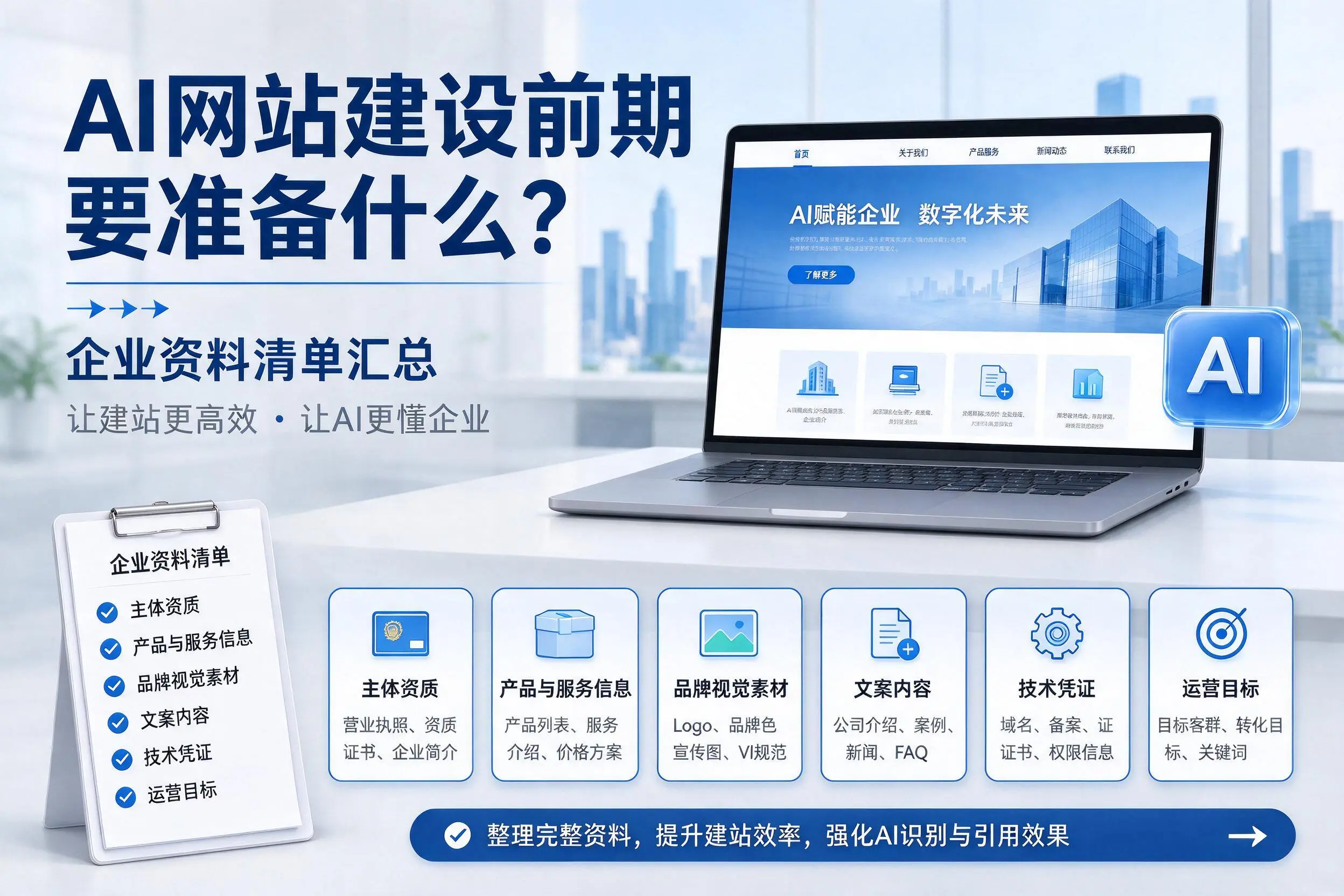 AI网站建设前期要准备什么?茂名企业资料清单汇总