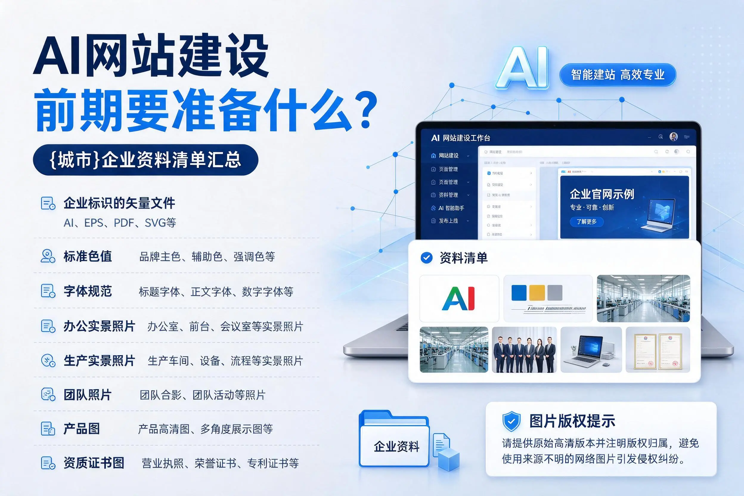 AI网站建设前期要准备什么?茂名企业资料清单汇总